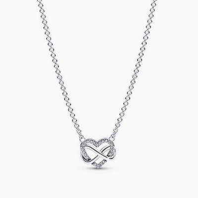 Sparkling Infinity Heart Collier Silver Necklace